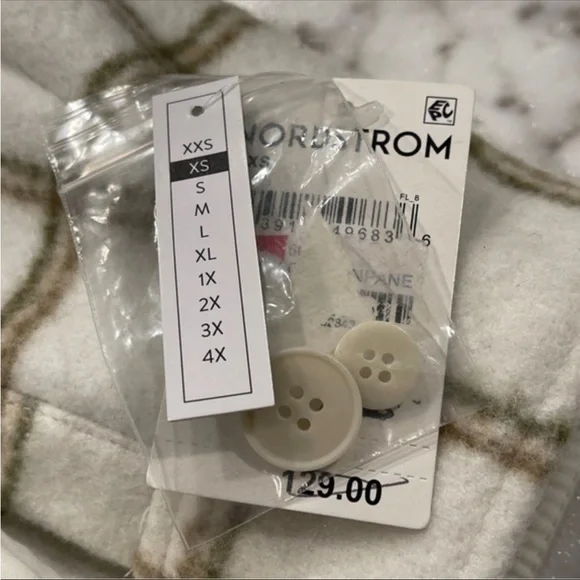 Women’s Treasure & Bond Plaid Puff Sleeve Shacket Shirt Jacket Ivory XS NWT - Picture 12 of 13